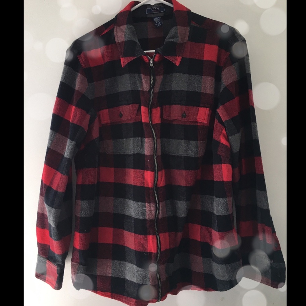 CHAPS Plaid Zip Up Top/Jacket